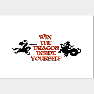 WIN THE DRAGON INSIDE YOURSELF (horizontal ver.) Posters and Art